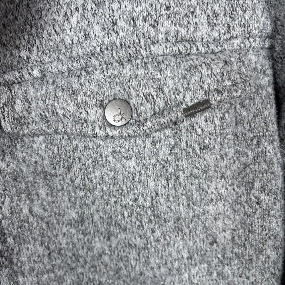 Calvin Klein Jeans marled heather grey sweater sherpa lined trucker jacket sz L